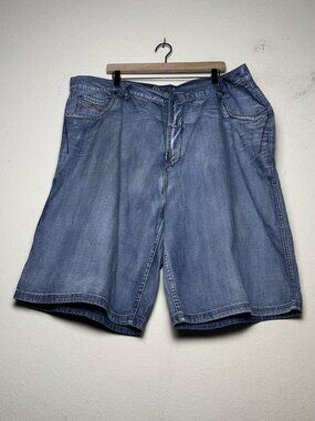 Y2K LRG Lifted Research Group 44 Baggy Embroidered Jeans Blue Short Skater Baggy